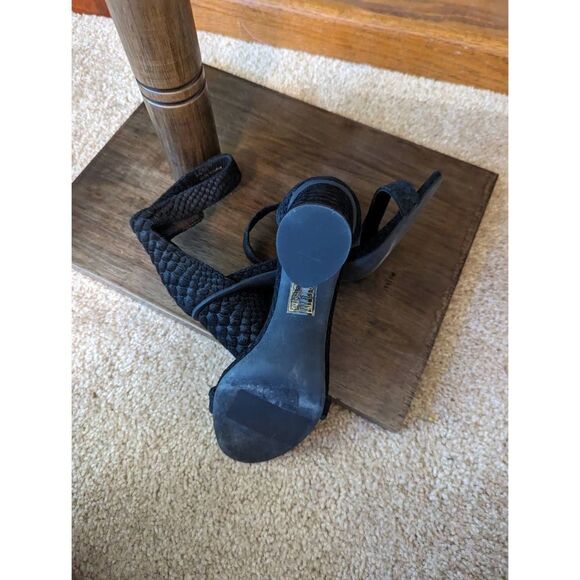 JEFFREY Campbell black suede lelaine snakeskin embossed chunky heel sandals sz 7 - Picture 3 of 5